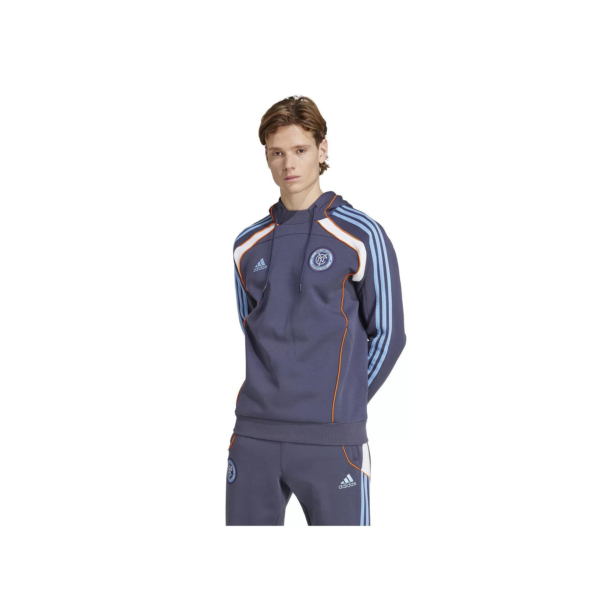 Mens adidas New York City FC 2025 Travel Pullover Hoodie Blue Product Image