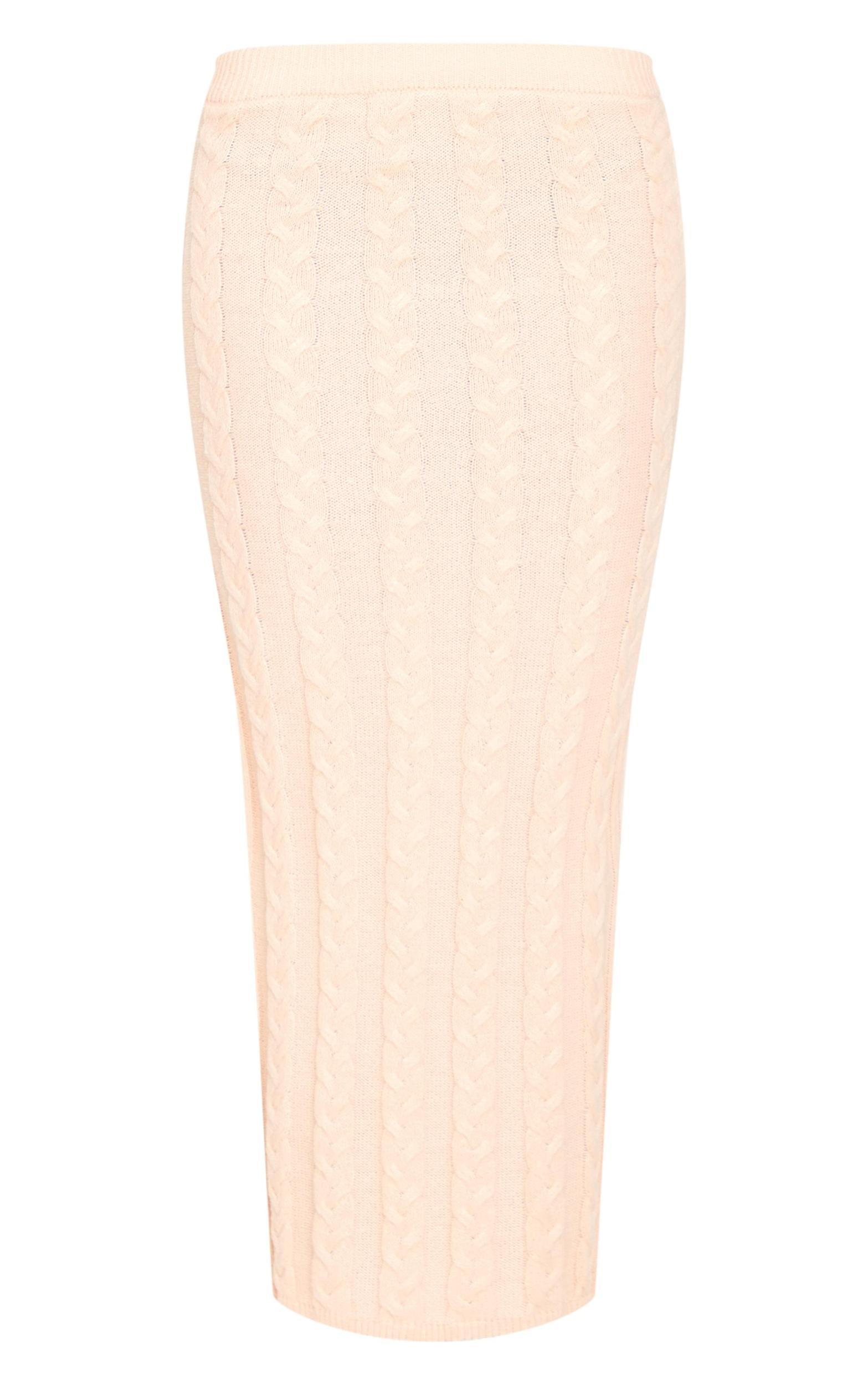 Oatmeal Cable Knit Maxi Skirt Product Image