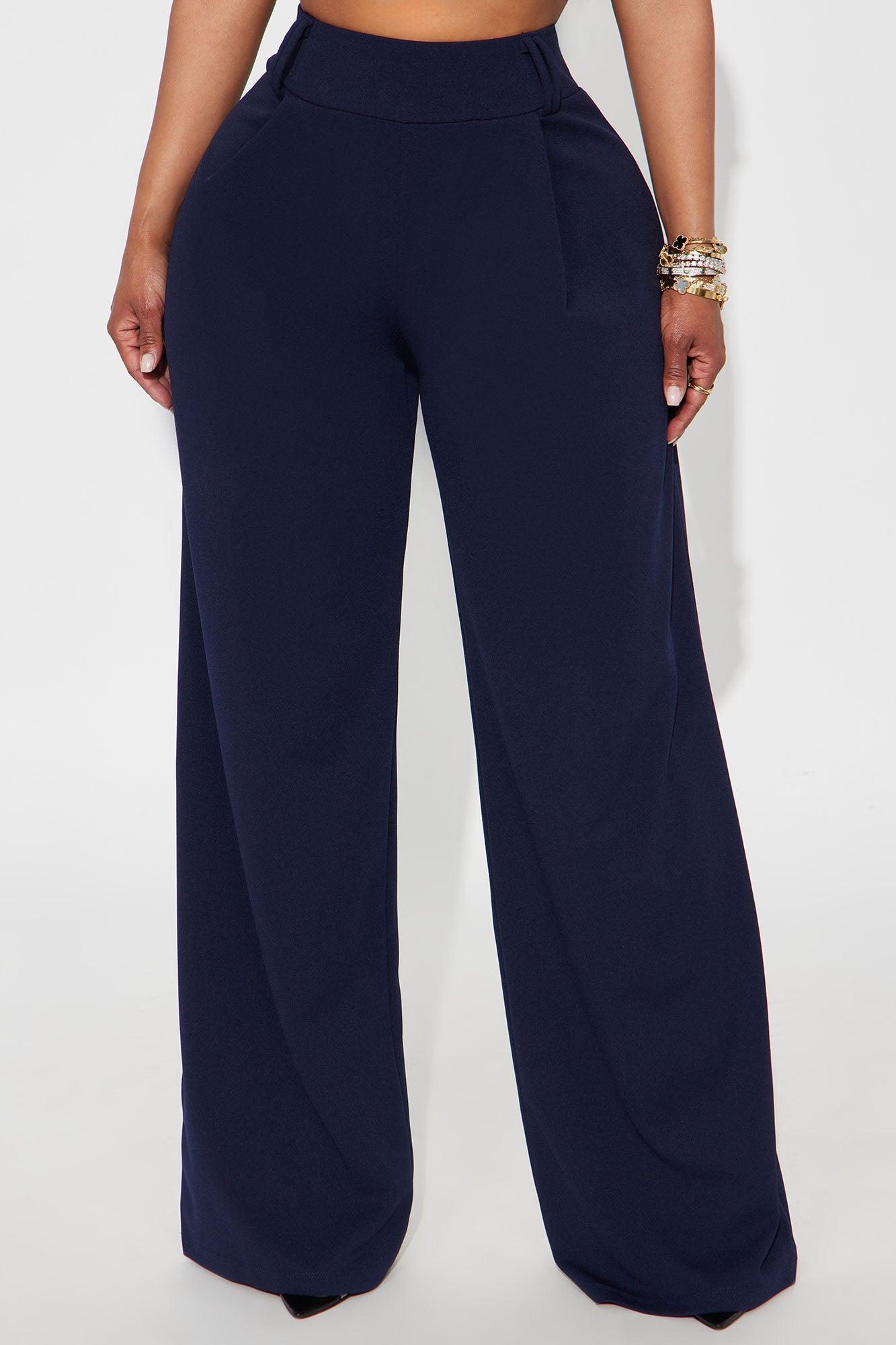 Late To The Meeting Wide Leg Trouser Pant - Navy Female Product Image