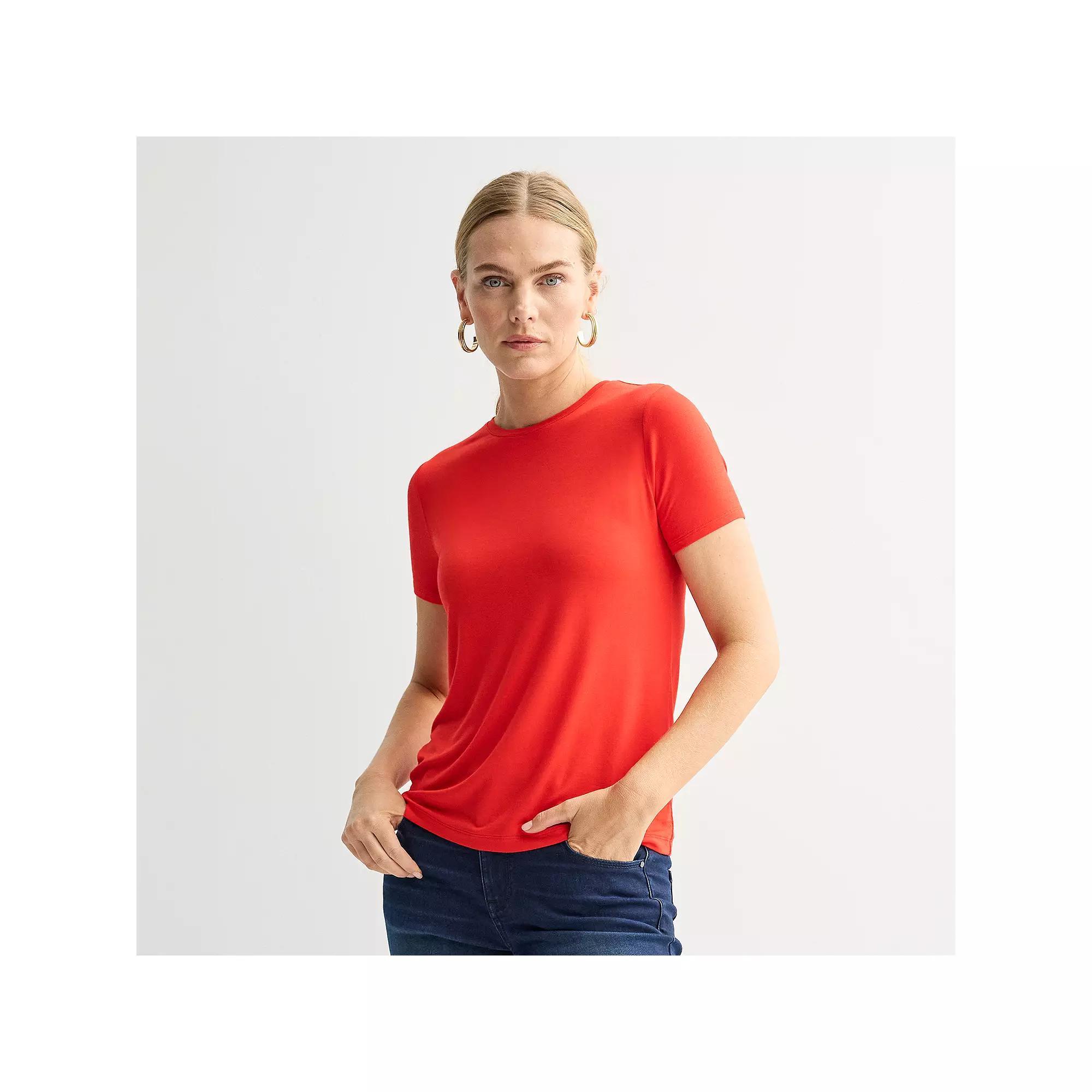 Women's Nine West Essential Crewneck Tee, Size: XS, Raleigh Red Product Image
