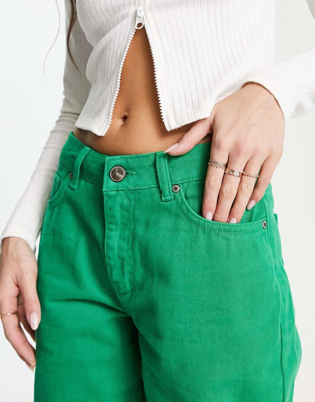Sixth June straight leg jeans in green Product Image