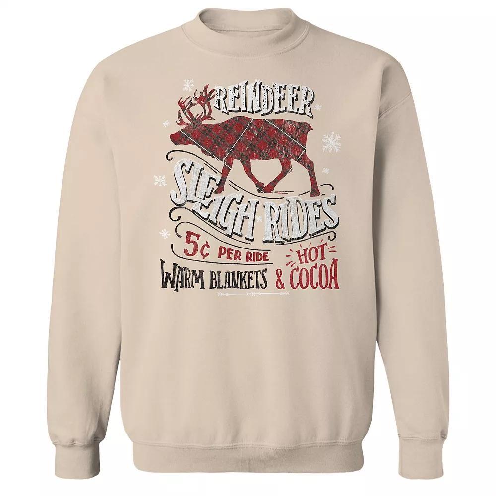 Men's Reindeer Sleigh Graphic Sweatshirt, Women's, Size: XXL, Brown Product Image