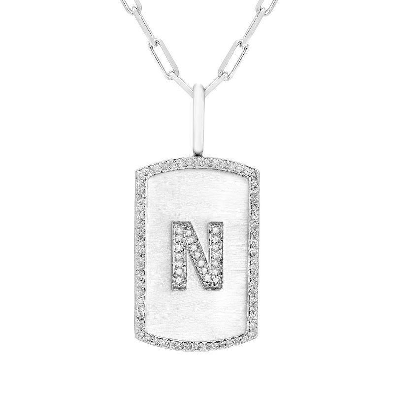 It's Personal Initial Sterling Silver & 1/4 Carat T.W. Diamond Dog Tag Necklace, Women's, Size: 20", Sterling Z Product Image