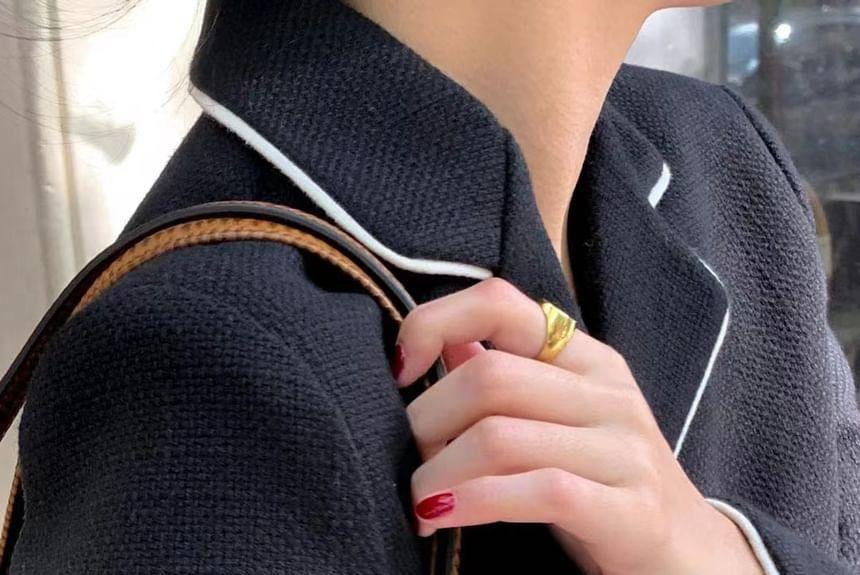 Notch Lapel Contrast Trim Single Breasted Blazer Product Image