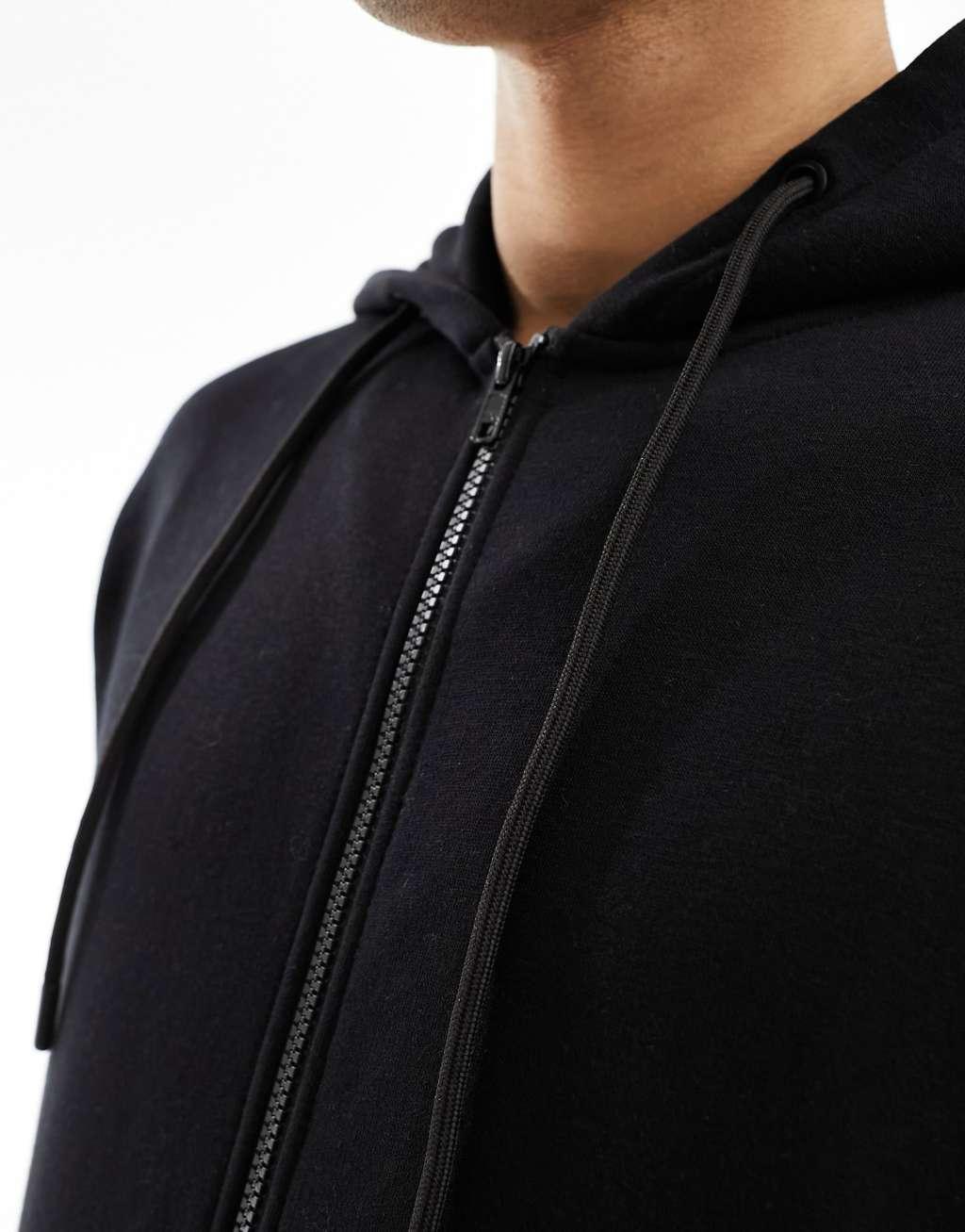 Jack & Jones oversized zip through hoodie in black Product Image