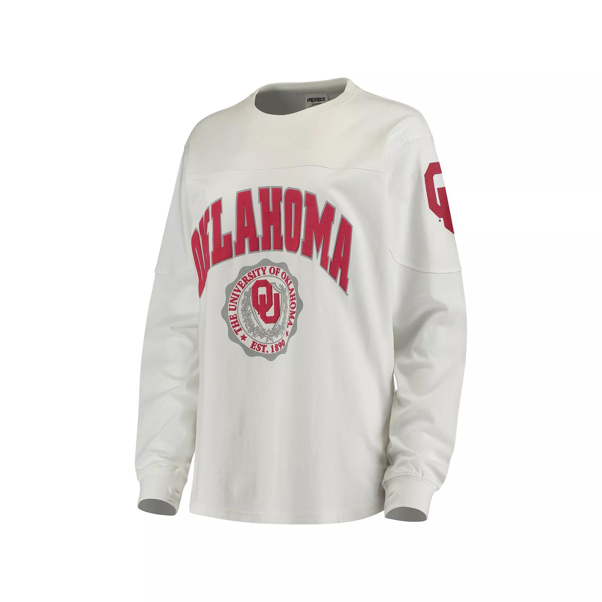 Women's White Oklahoma Sooners Edith Long Sleeve T-Shirt, Size: Small Product Image