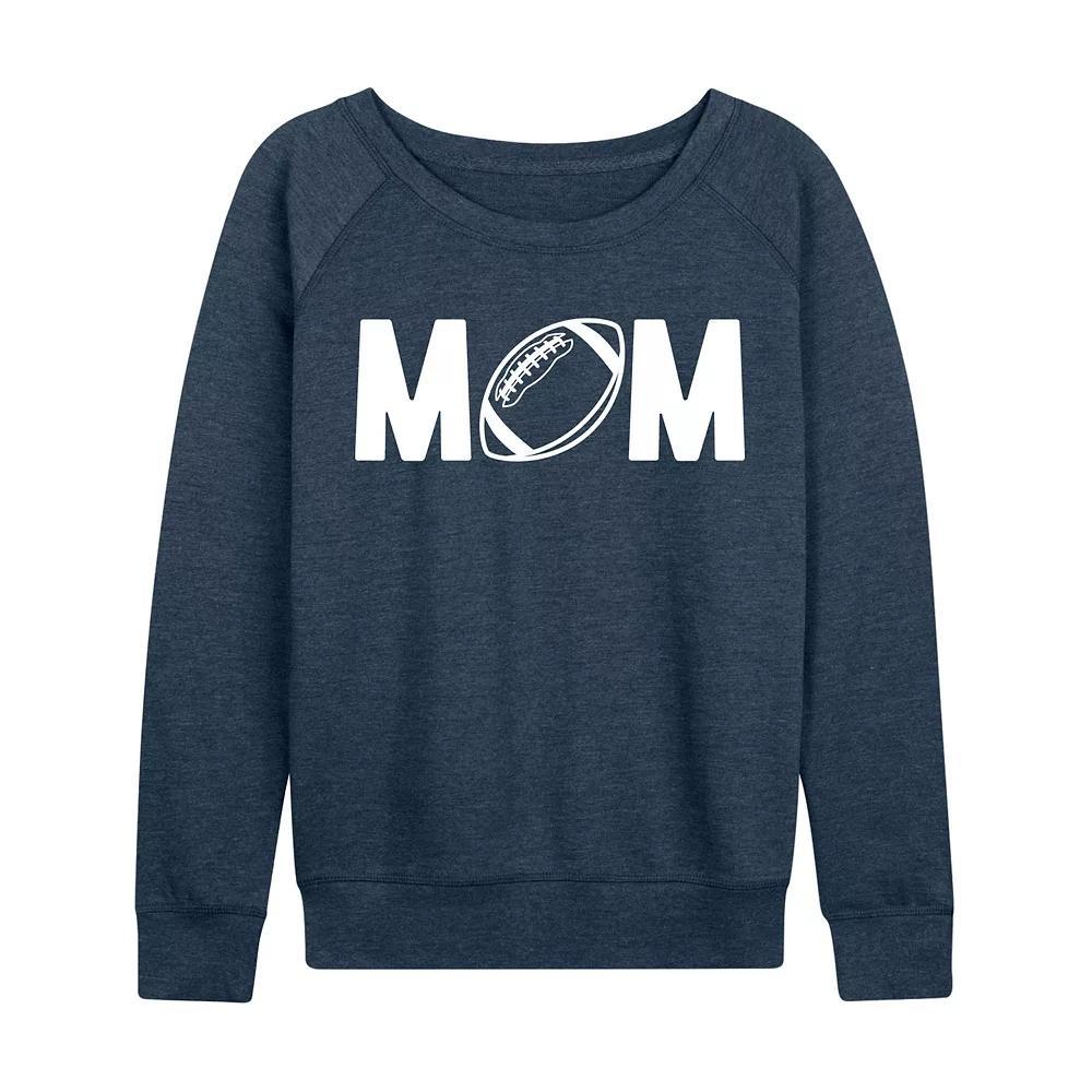 Womens Mom Football French Terry Long Sleeve Tee, Girls Heather Grey Product Image