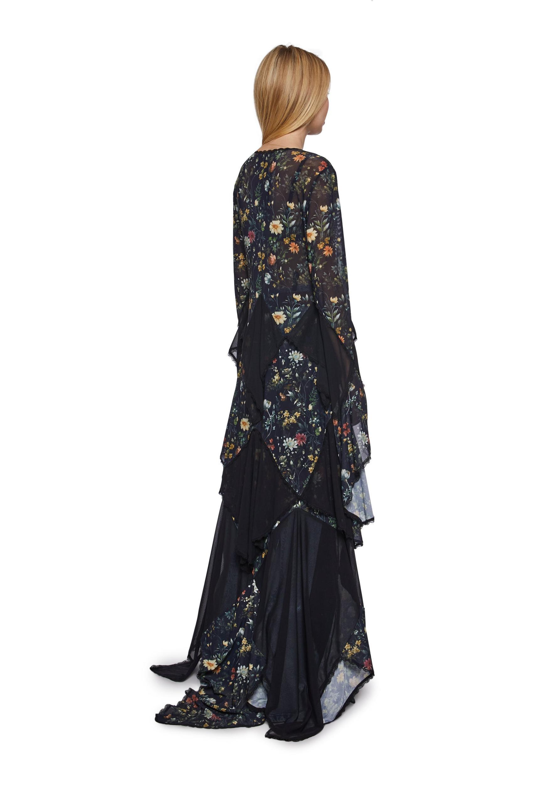 Womens Floral Print Mesh Godet Duster Current Mood - Multi Product Image