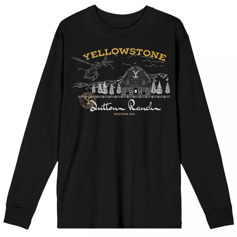 Men's Yellowstone Dutton Ranch Long Sleeve Tee, Size: Large, Black Product Image