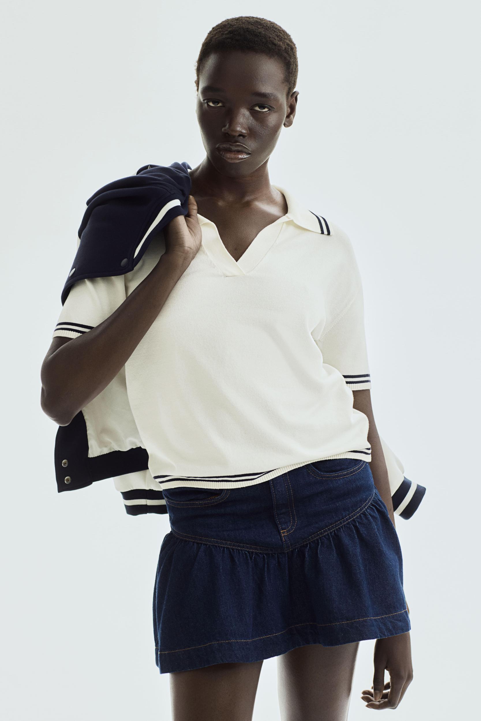Oversized Fine-Knit Polo Shirt Product Image