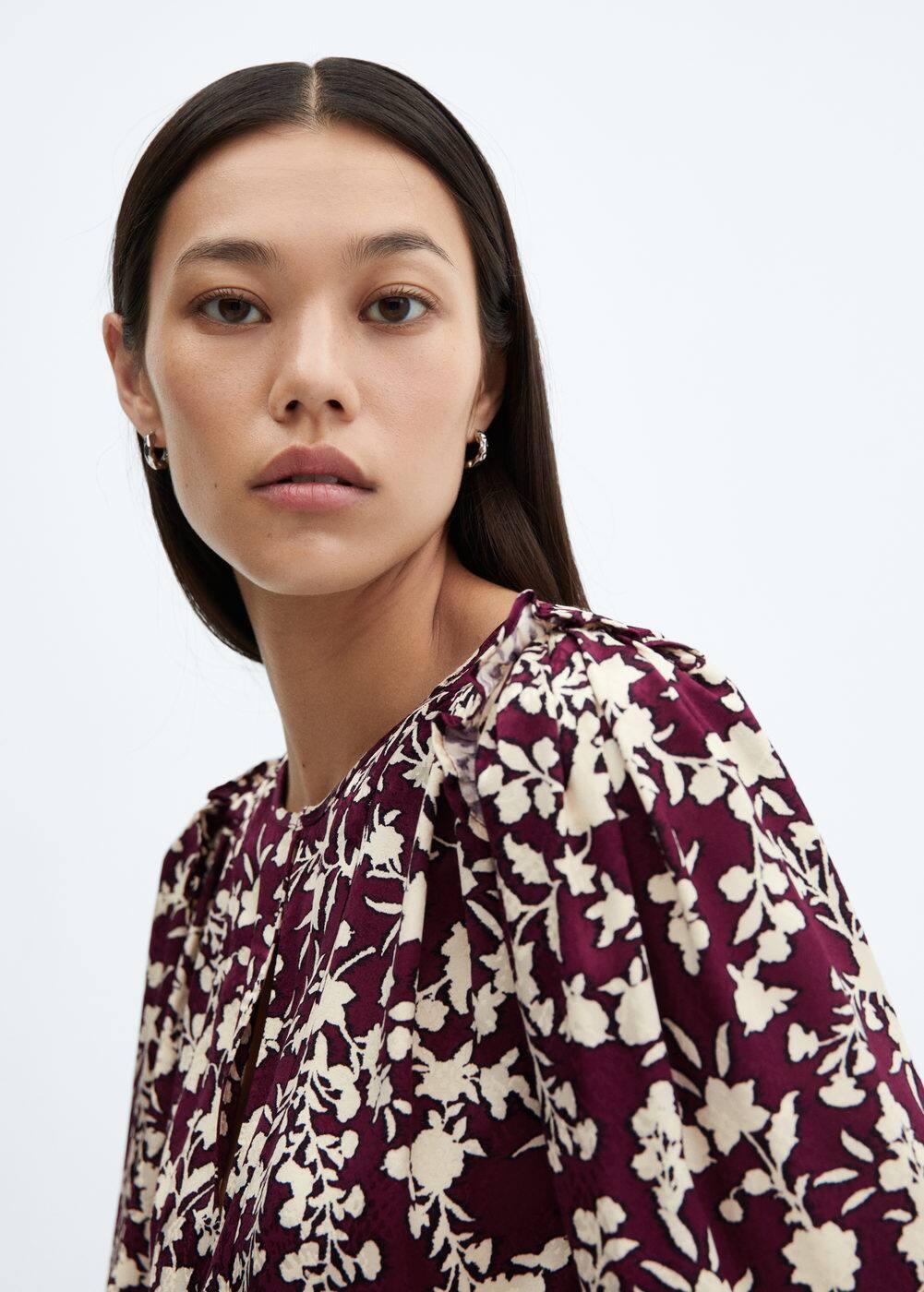 MANGO Berry Blouse (Maroon) Women's Blouse Product Image