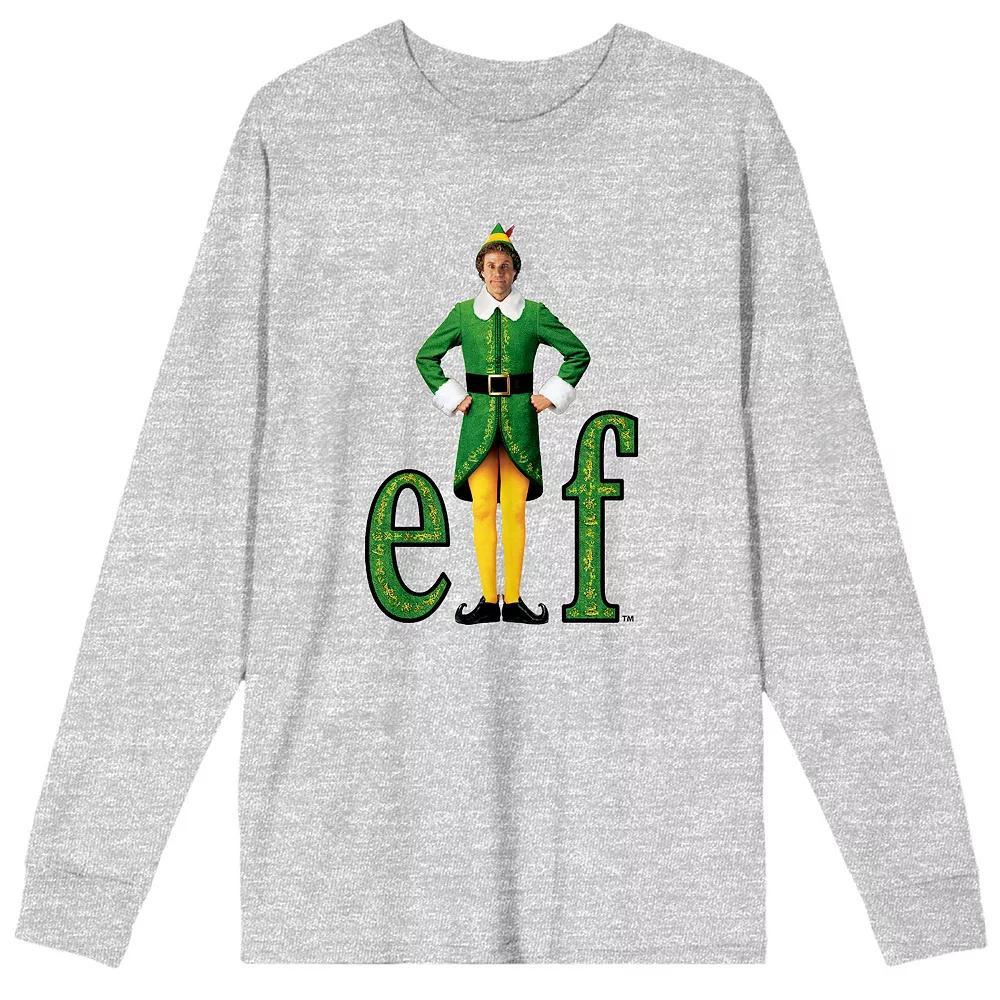 Men's Elf William Buddy Hobbs Logo Long Sleeve Tee, Size: Small, Grey Product Image