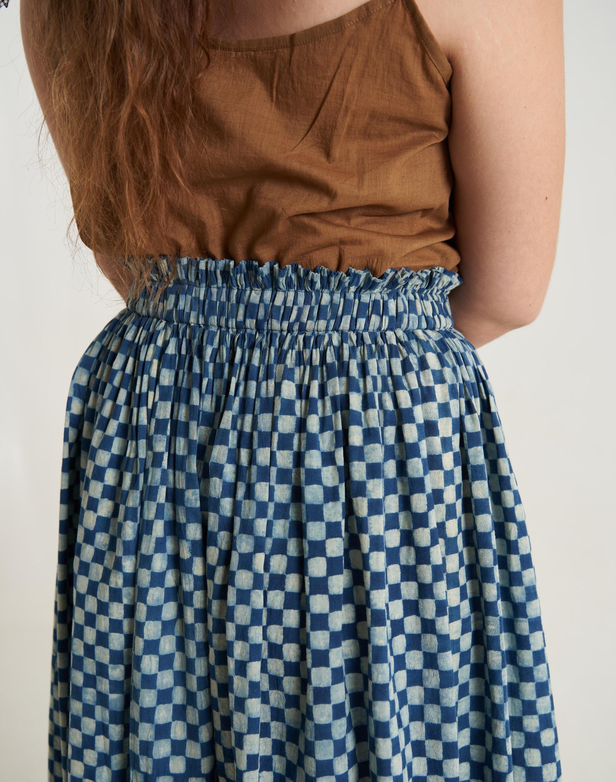 Block printed indigo skirt Product Image