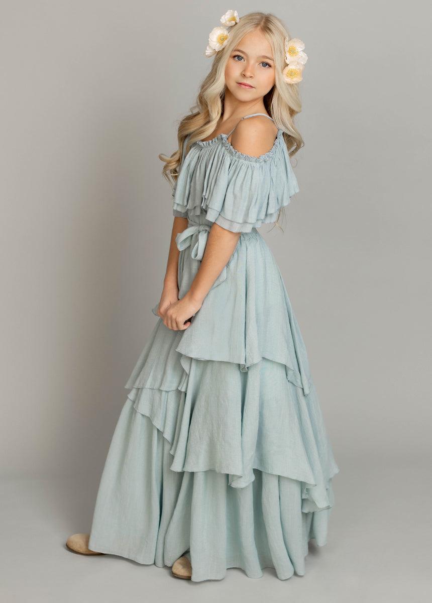Litta Dress in Pale Blue Girls Product Image