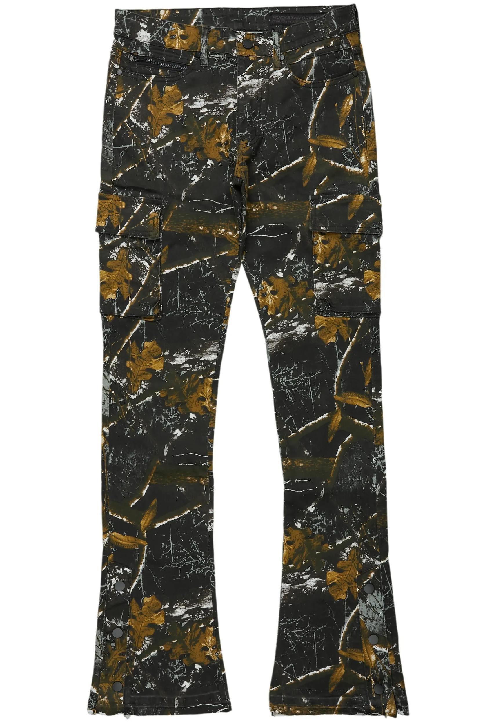 Waage Black Tree Camo Cargo Stacked Flare Jean Male Product Image