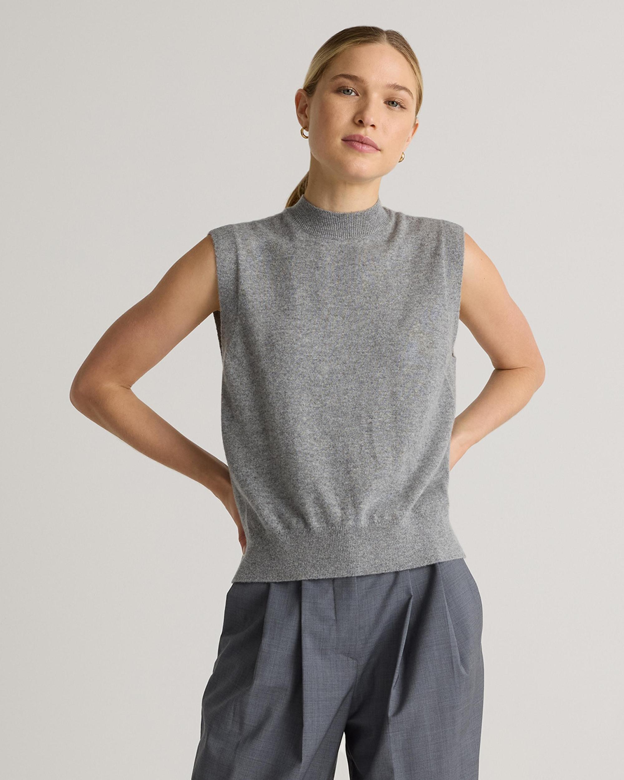 Mongolian Cashmere Mock Neck Sweater Vest  Product Image