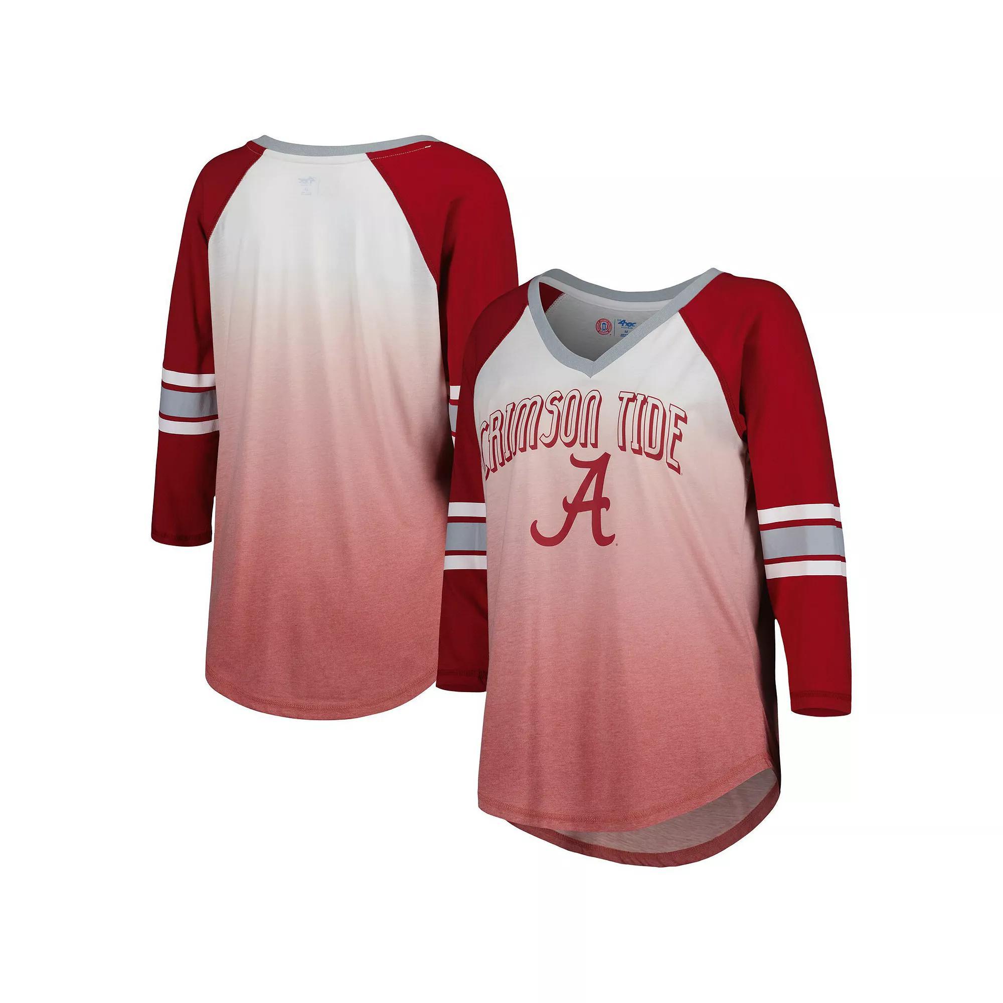 Womens G-III 4Her by Carl Banks /Crimson Alabama Crimson Tide Lead Off Ombre Raglan 3/4-Sleeve V-Neck T-Shirt Product Image