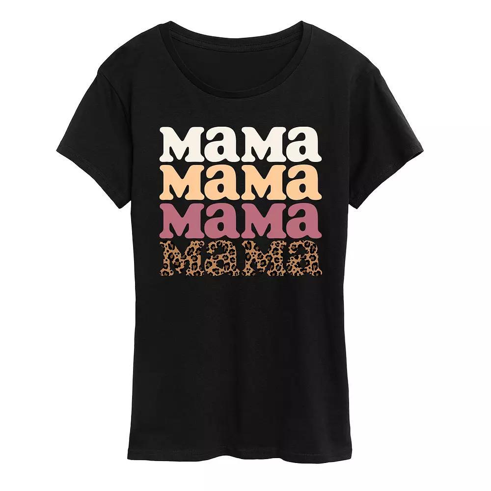 Womens MAMA Leopard Graphic Tee, Girls Grey Gray Product Image