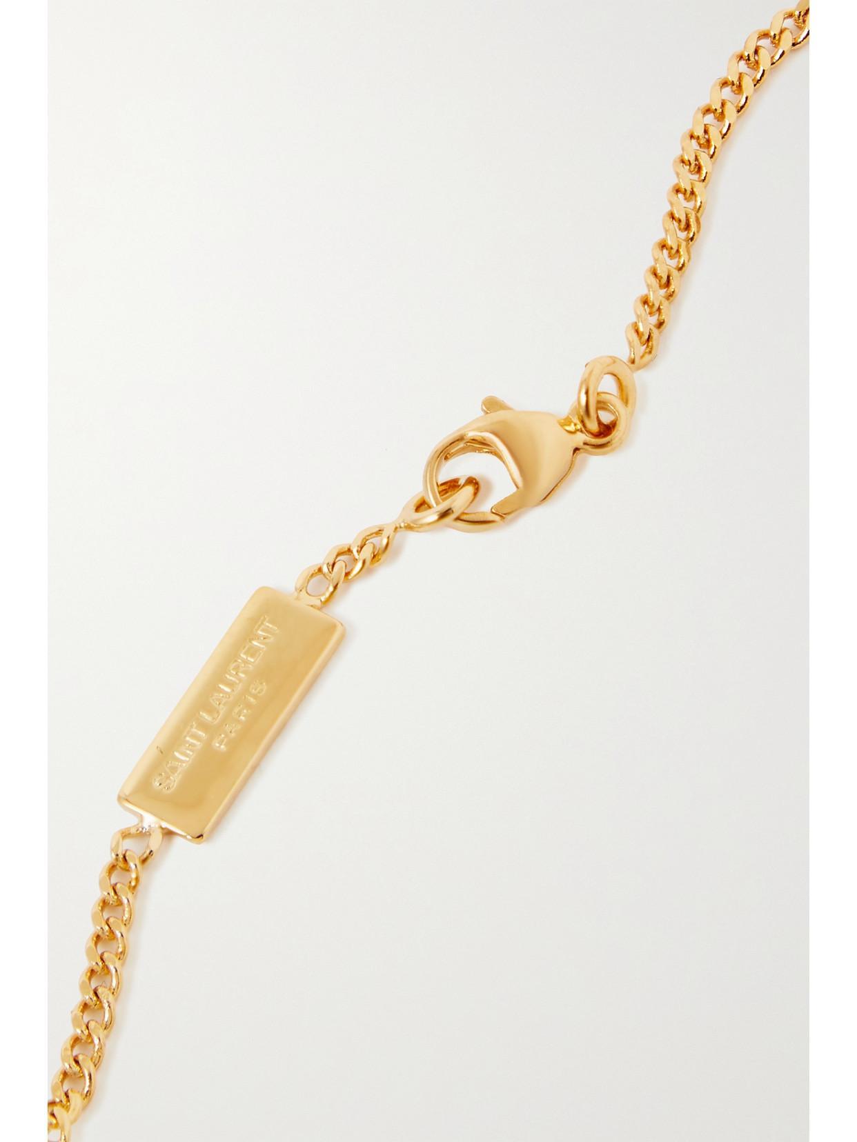 SAINT LAURENT Metal And Rhinestone Cassandre Heart Charm Bracelet Accessories In Grey Product Image