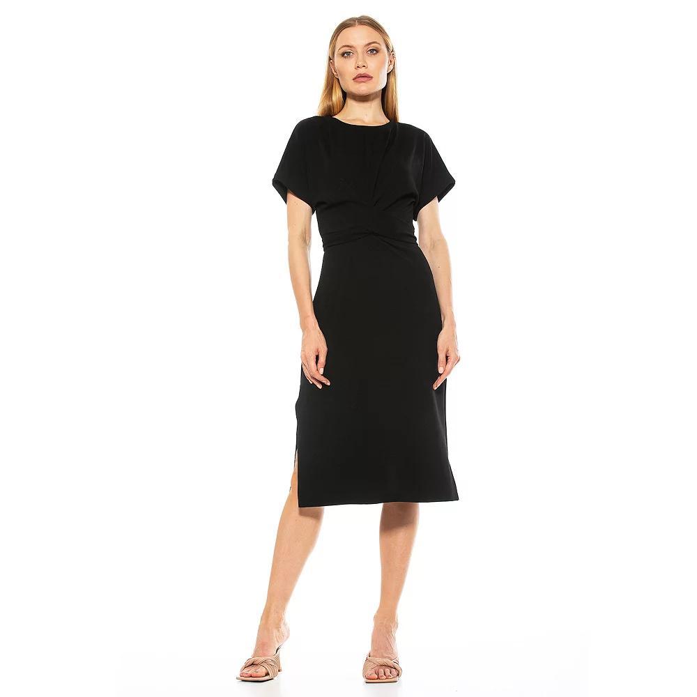 Women's ALEXIA ADMOR Knot-Waist Midi Shift Dress, Size: XS, Green Product Image