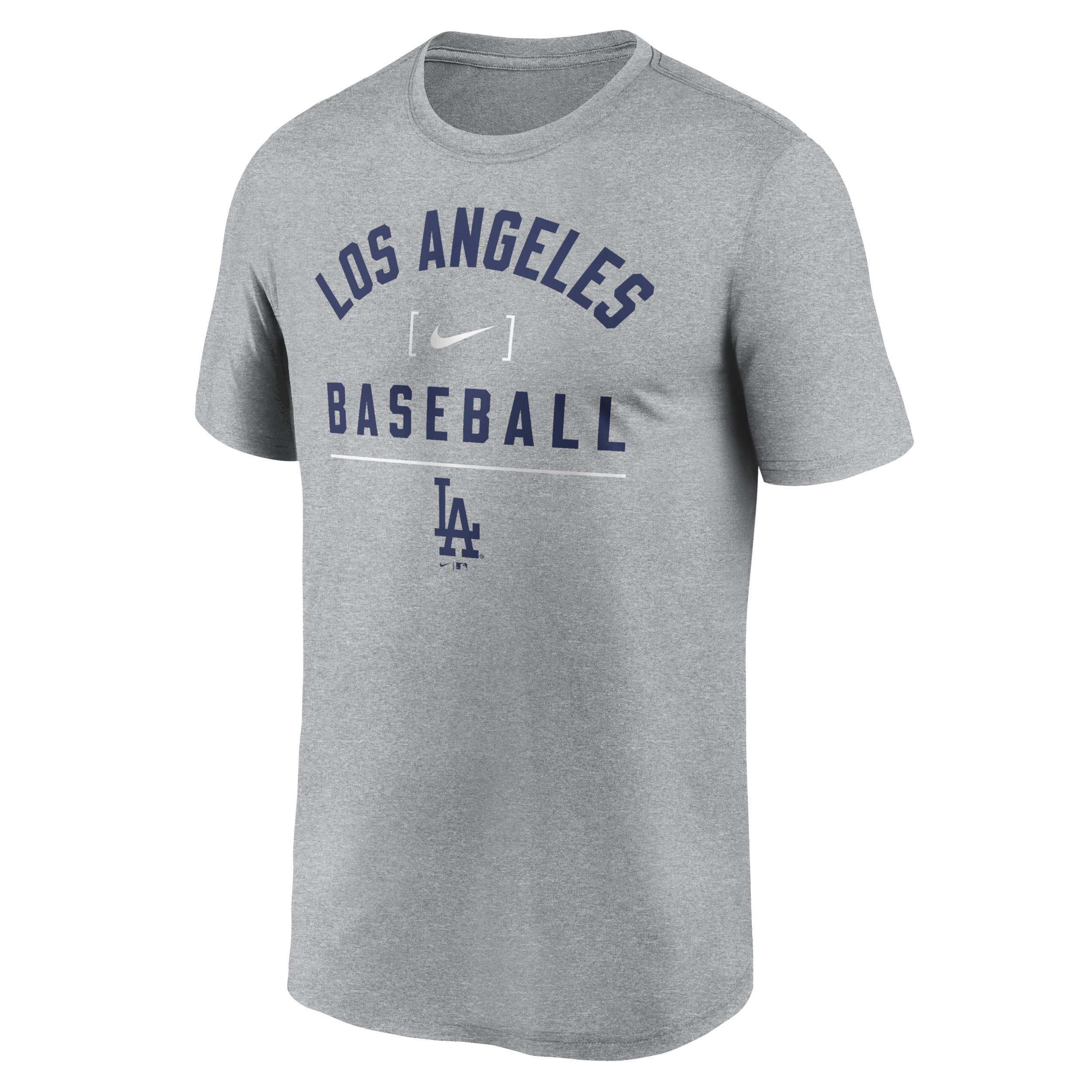 Men's Nike Heather Charcoal Los Angeles Dodgers Arch Baseball Stack Performance T-Shirt, Size: Small Product Image