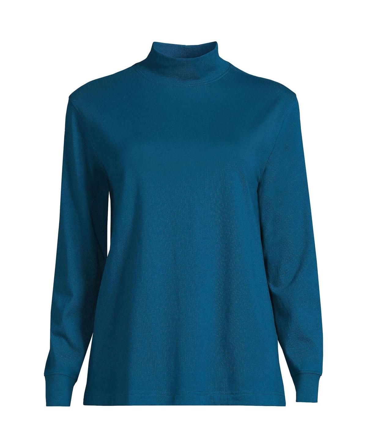 Petite Lands' End Long Sleeve Super T Mock Neck Top, Women's, Size: Medium Petite, Grey Heather Product Image