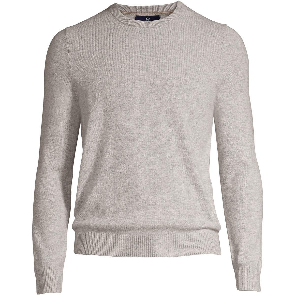 Men's Lands' End Fine-Gauge Cashmere Crewneck Sweater, Size: Small, Grey Heather Product Image