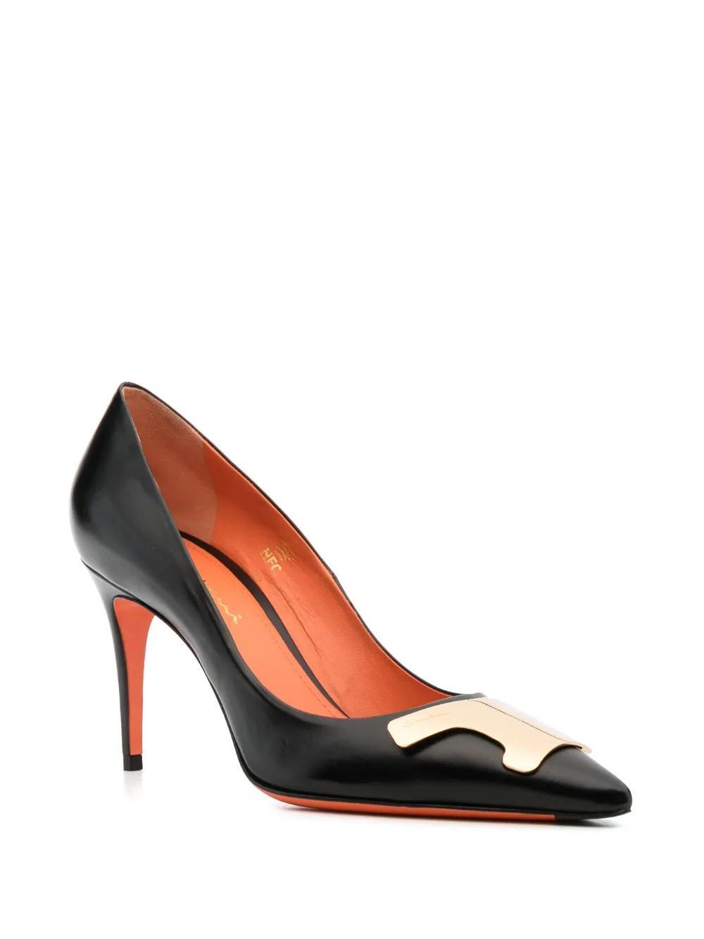 logo-detail 100mm leather pumps Product Image