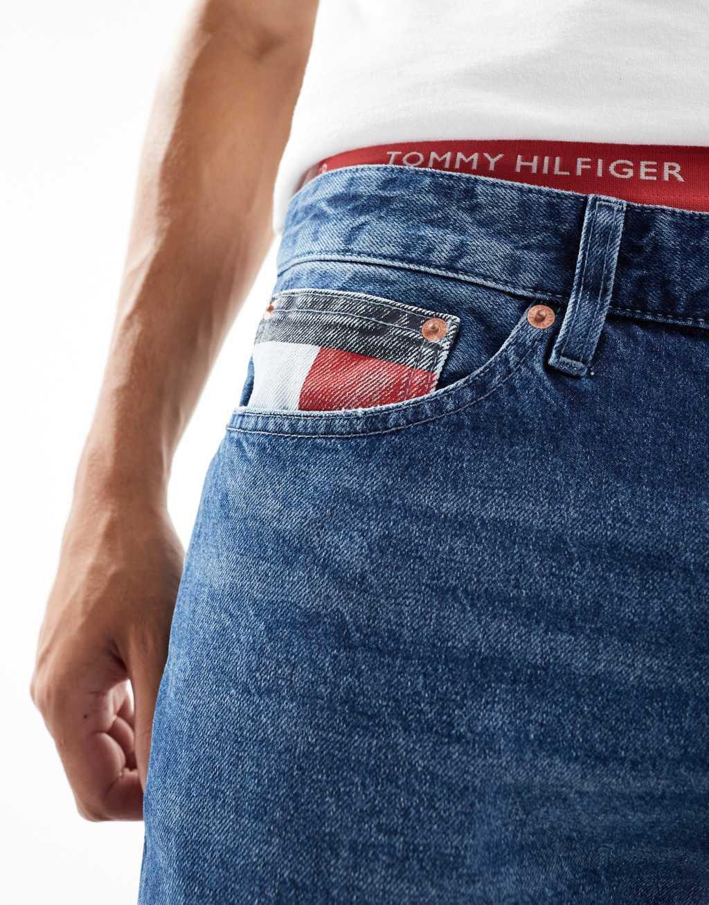 Tommy Jeans Scanton slim jeans in mid wash with flag details Product Image