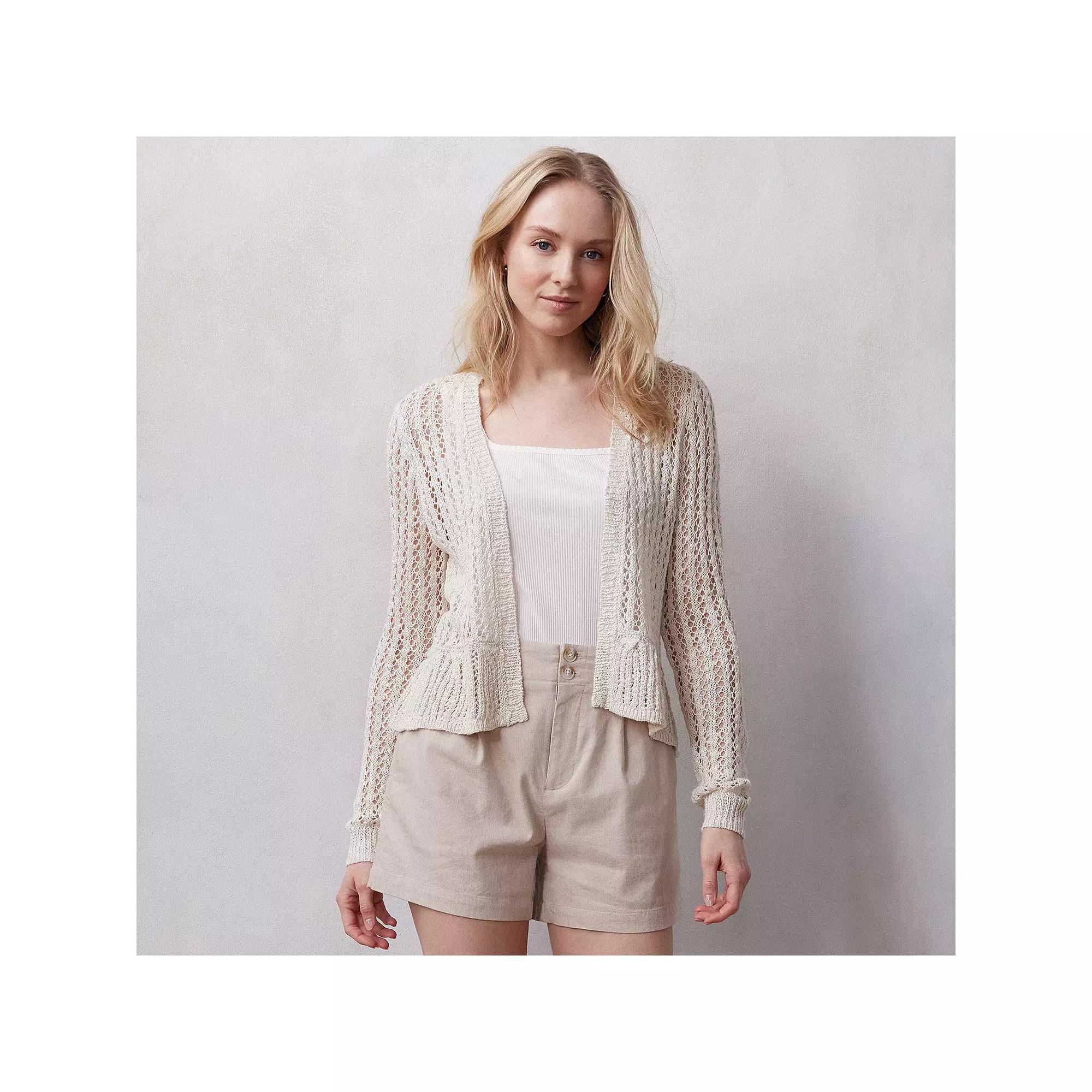 Womens LC Lauren Conrad Flounce Ruffle Cardigan Product Image