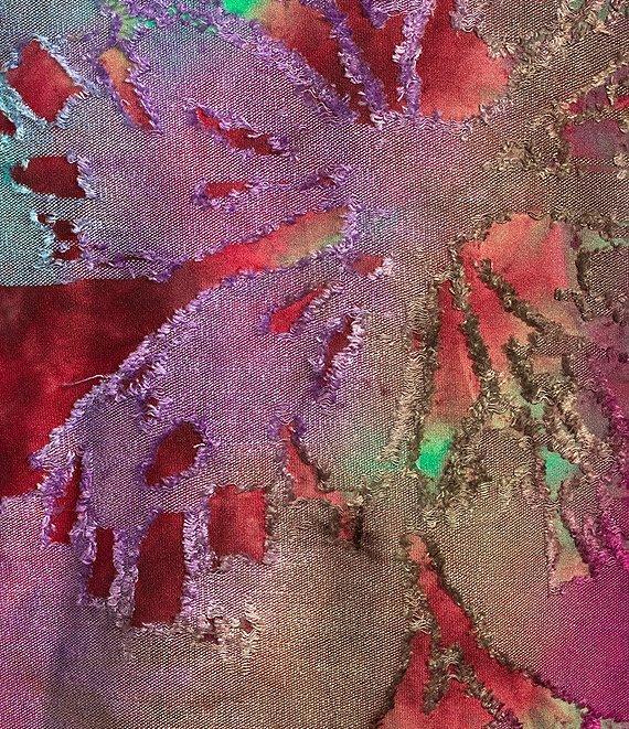 Calessa Burnout Tie-Dye Crew Neck Bracelet Sleeve Asymmetric Hem Tunic Product Image