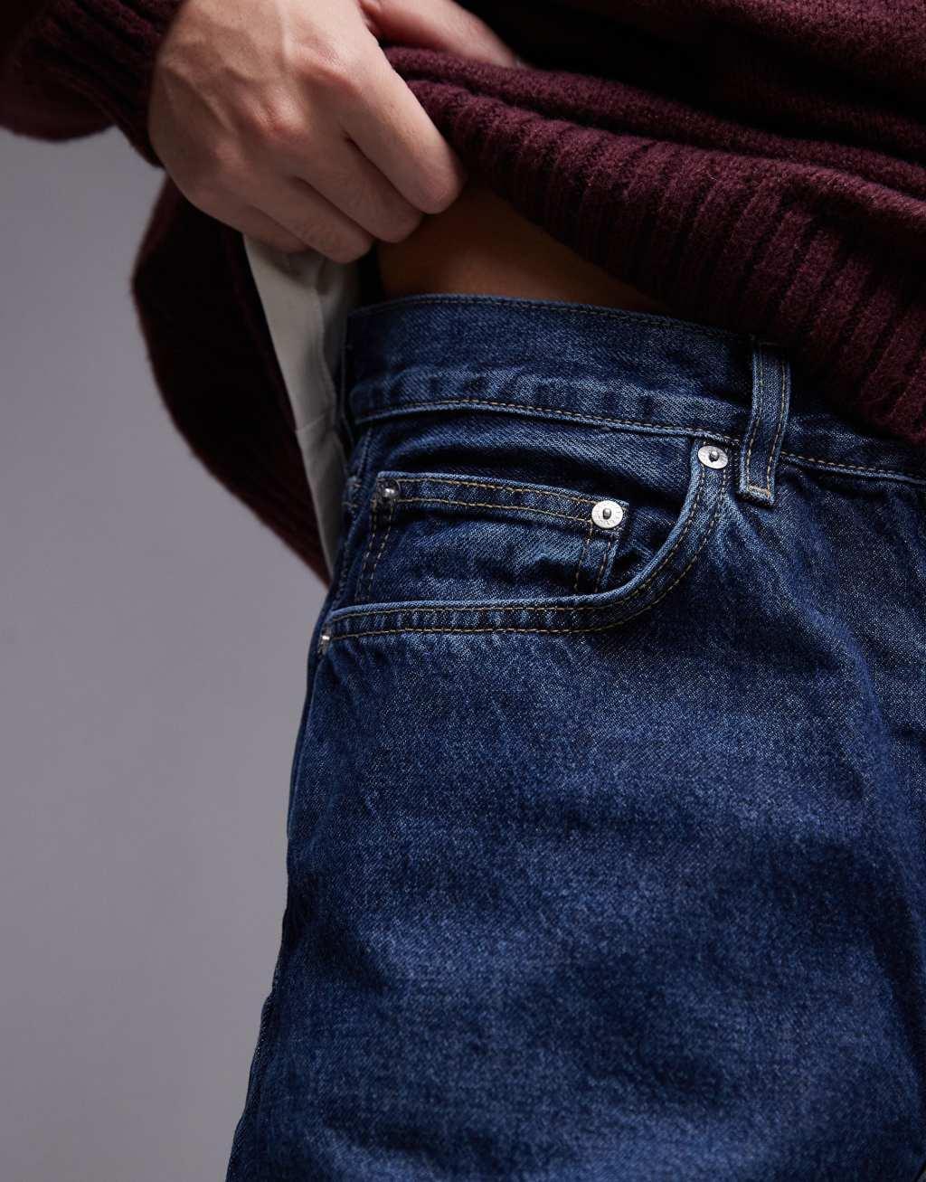 ARKET Ocean loose straight leg jeans in deep blue wash Product Image