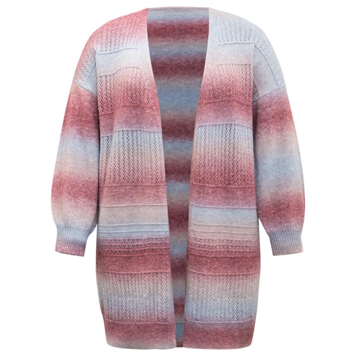 Plus Size Ombre Elastic Cuffs Open Front Cardigan Multicolor Women Casual Loose Long Sleeve Dailywear Cardigans BloomChic 30/6X Product Image