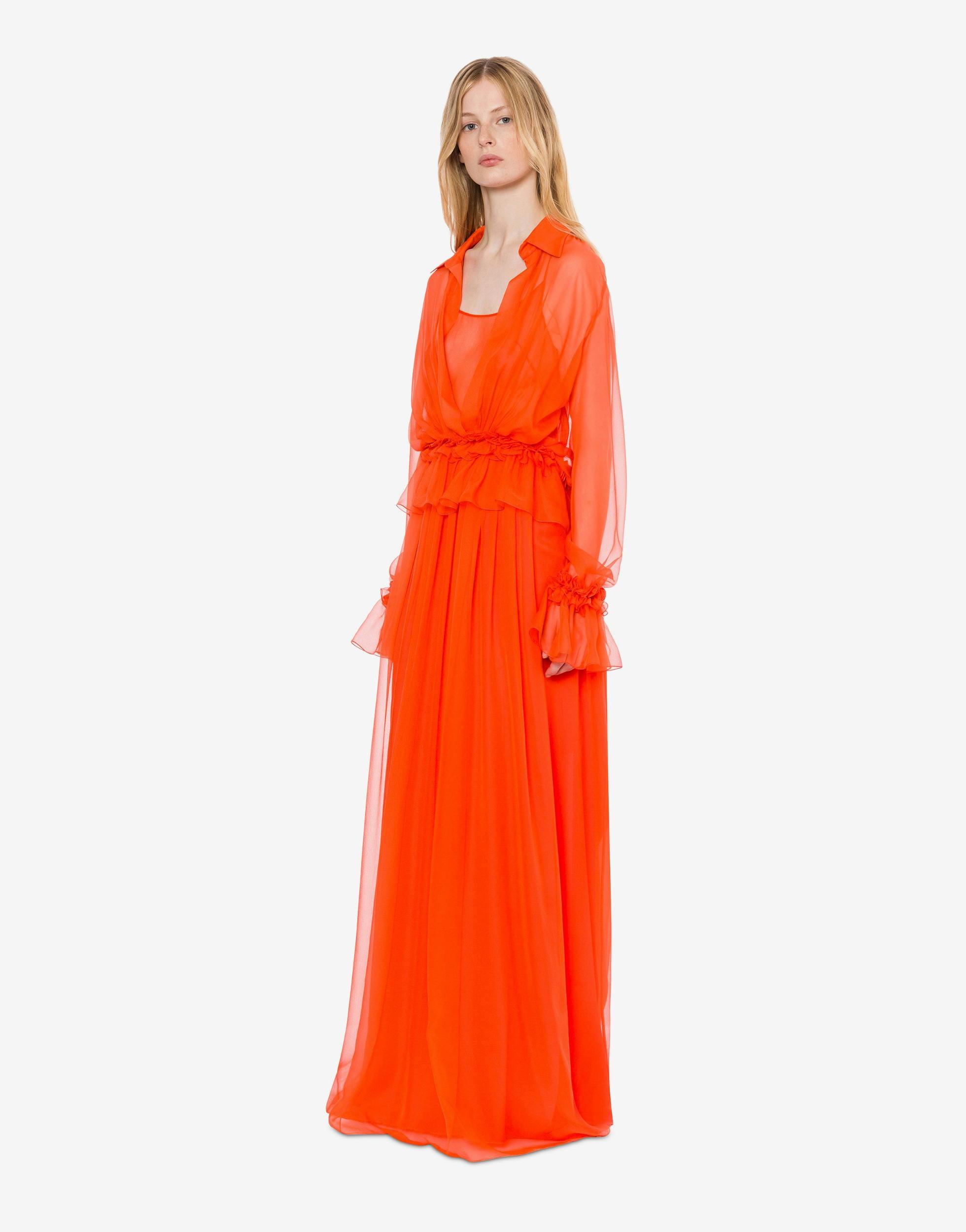 Organic chiffon long dress with ruffles Product Image