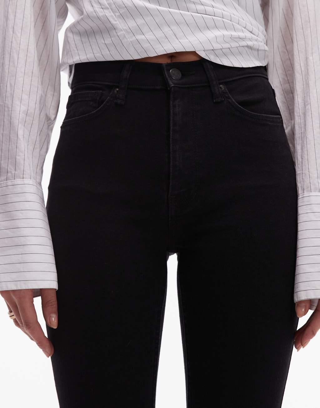 Topshop high rise Jamie flare jeans in black  Product Image