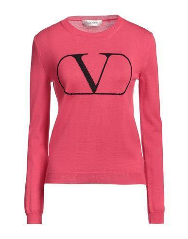 VALENTINO Long Sleeve Crew-neck Sweater In Fuchsia Product Image