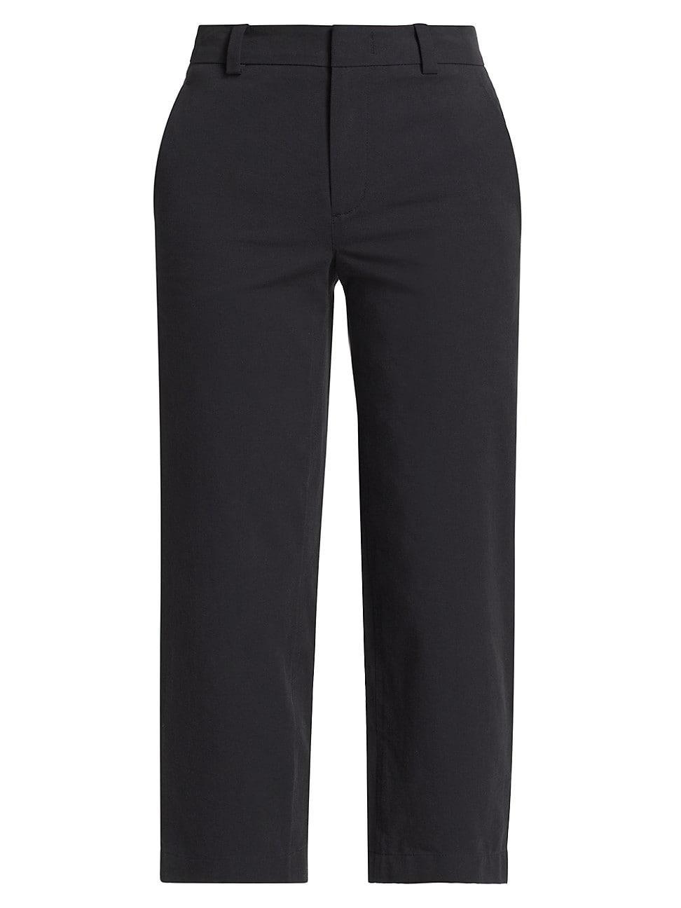 Mid-Rise Washed Cotton Cropped Pants Product Image