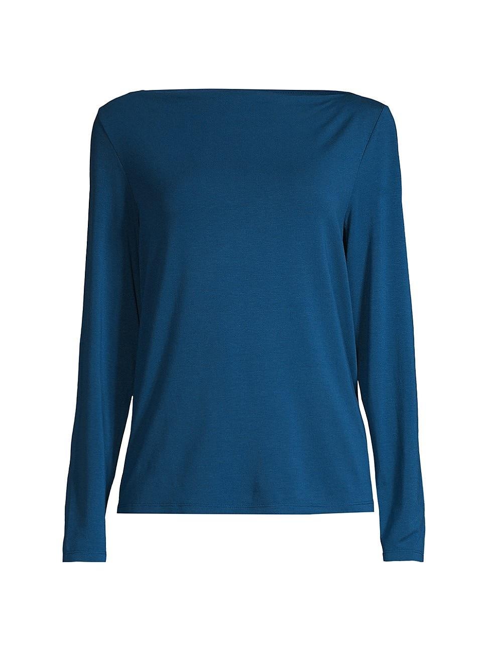 Eileen Fisher Cowl Neck Top (Atlantis) Women's Clothing Product Image