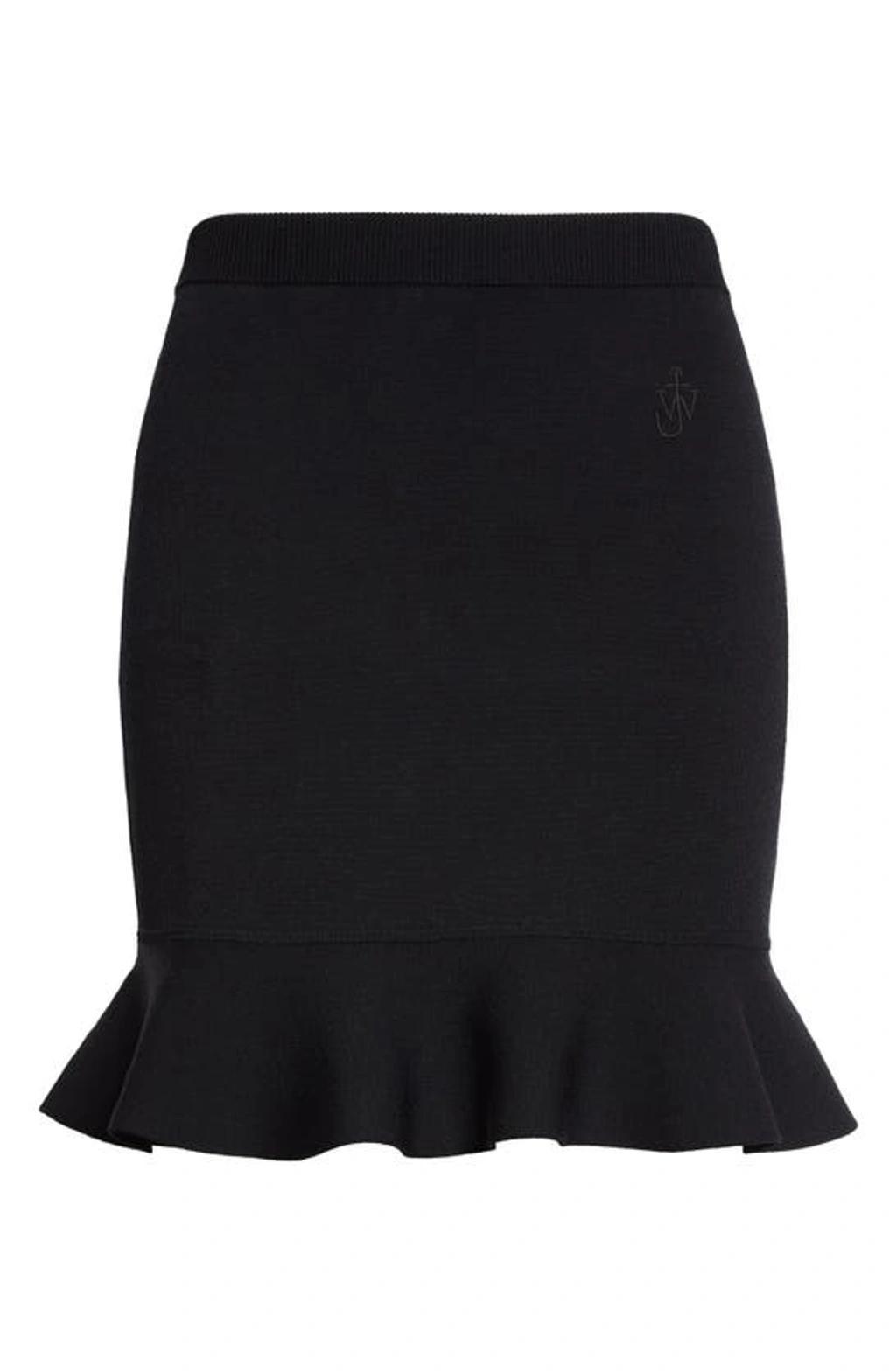 JW ANDERSON Ruffled Hem Mini Skirt In Black Product Image