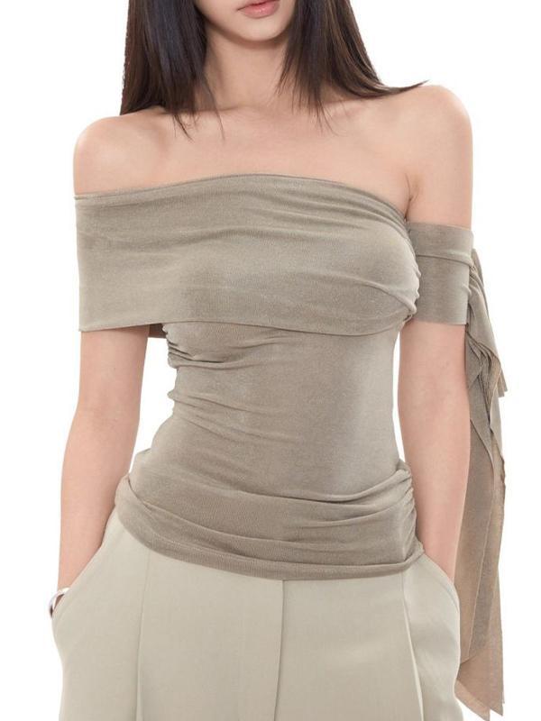 Slim Strapless One Shoulder Bandeau Top Product Image