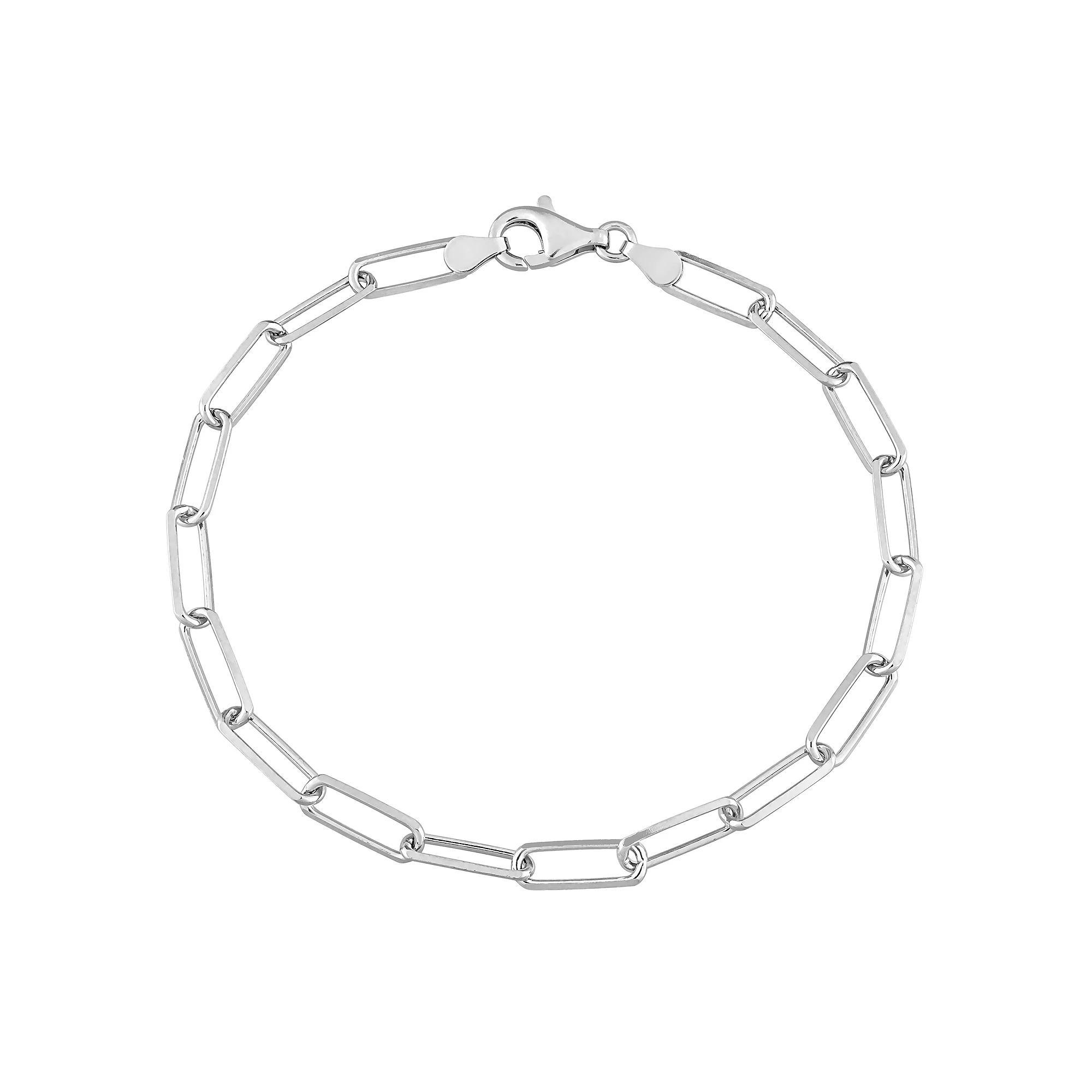 Stella Grace Sterling Silver Fancy Cut Paper Clip Link Chain Bracelet, Mens Product Image