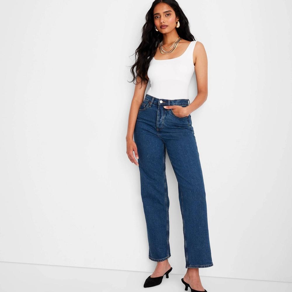 Womens Highest-Rise Straight Ankle Jeans - Universal Thread Blue 0 Product Image