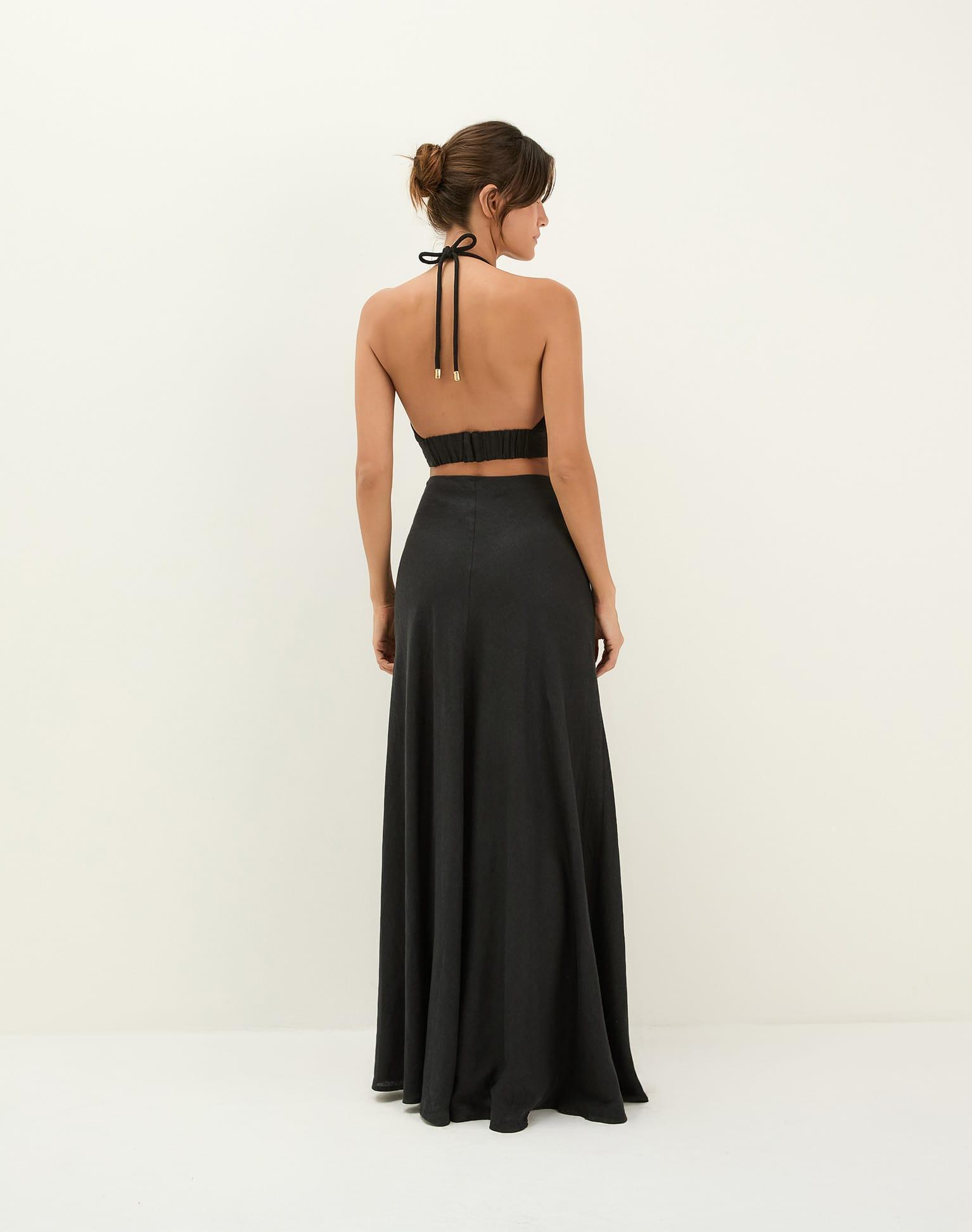 Ibiza High Neck Halter Top - Black Product Image