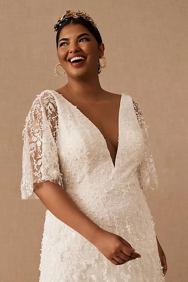 Jenny by Jenny Yoo Lourdes V-Neck Convertible-Sleeve Lace Wedding Gown Product Image