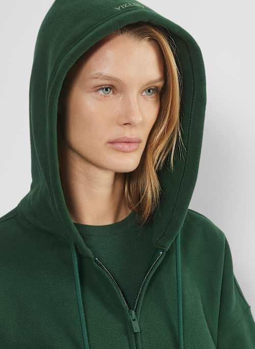 cozy fleece mega drop shoulder zip hoodie Product Image