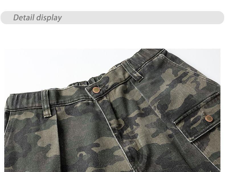 High Waist Camouflage Cargo Shorts Product Image