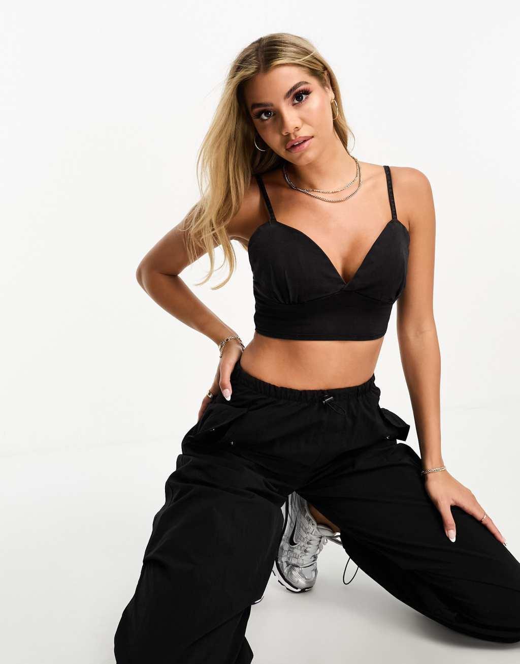 Parisian denim bustier crop top Product Image