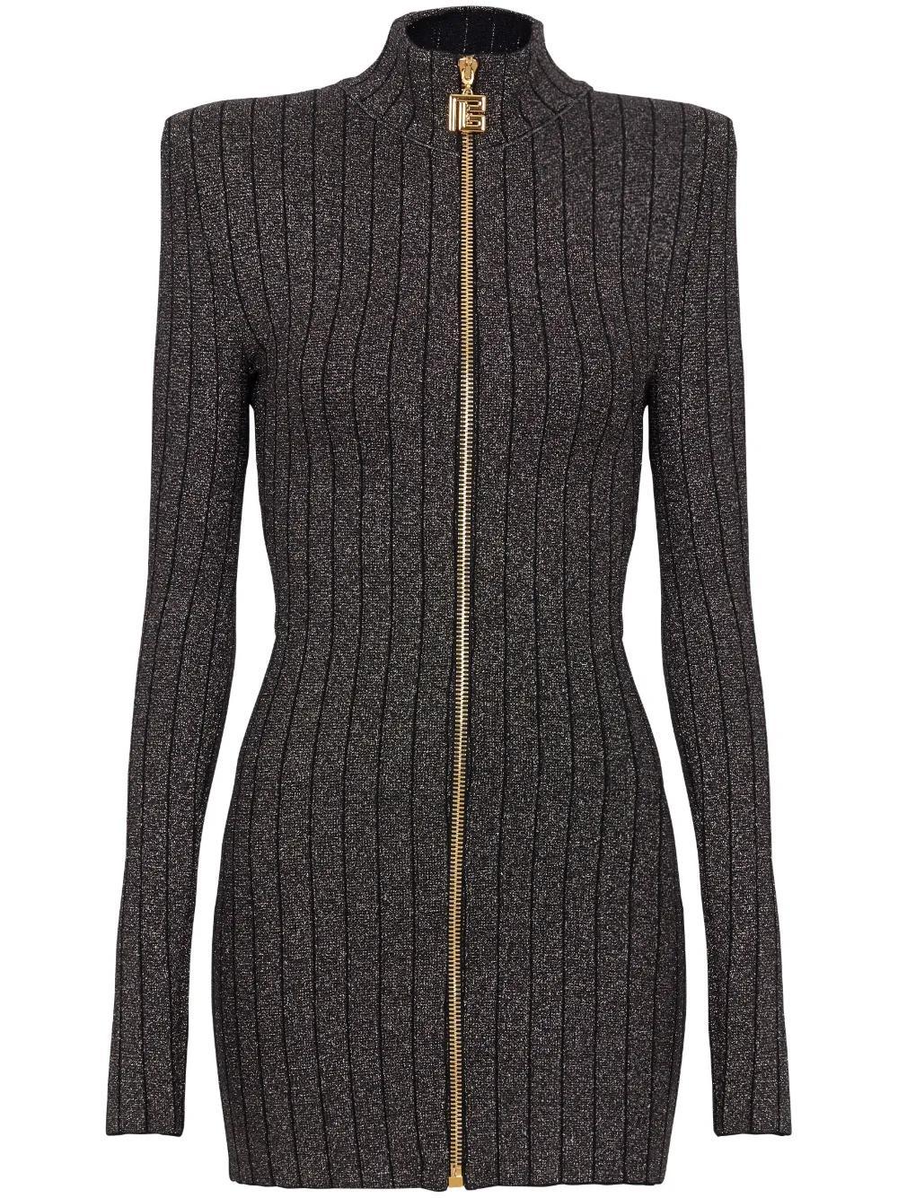lurex-knit zipped minidress Product Image