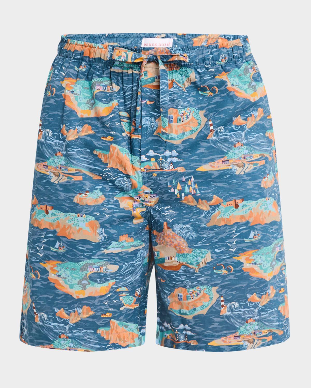 Mens Ledbury Seascape Cotton Lounge Shorts Product Image