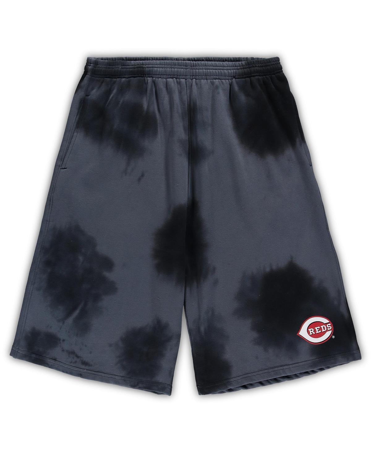 Men's Black Cincinnati Reds Big & Tall Tye Dye Fleece Shorts, Size: 5XLT, Red Black Product Image
